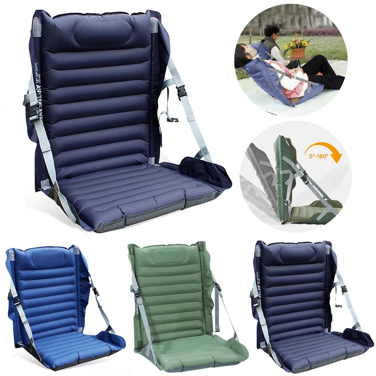 등받이가 있는 야외 접이식 의자, 공기 주입식 캠핑 접이식 의자, 공원 경기장용 등받이 의자, 조절 가능한 휴대용 레저 쿠션